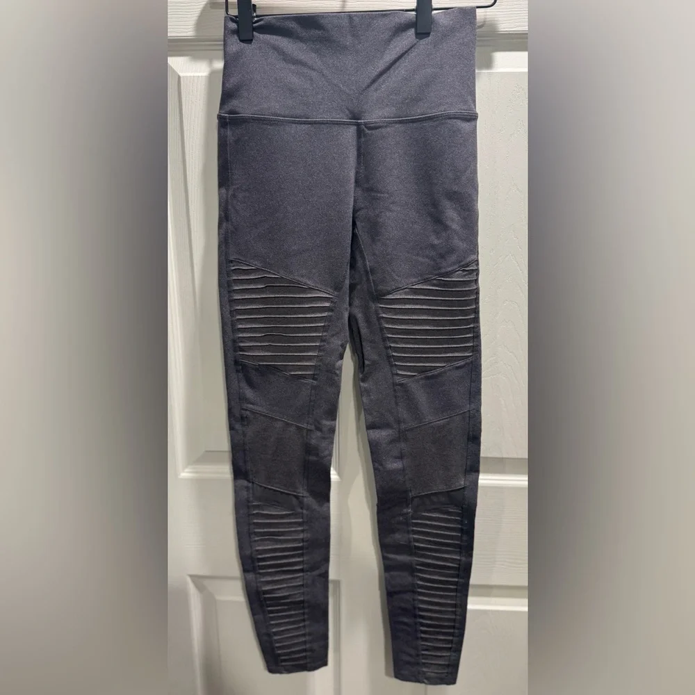 Alo Yoga Moto Leggings High Waist Ribbed Panel-Size Medium - Picture 2 of 9